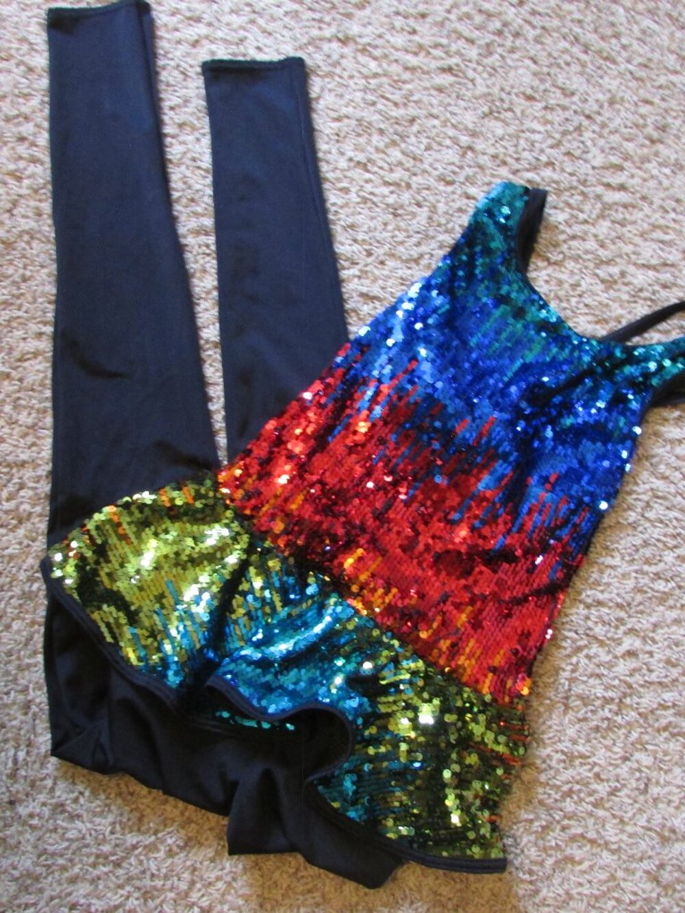 NWOT Weissman Large Child LC One Piece Romper Jumpsuit Sequin Dance Outfit